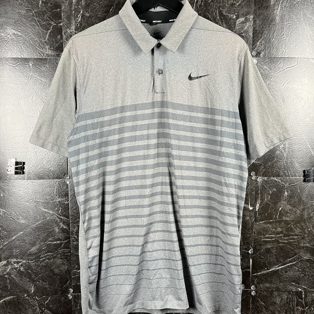 Nike Men's Grey Dri-Fit Golf Polo Shirt Medium